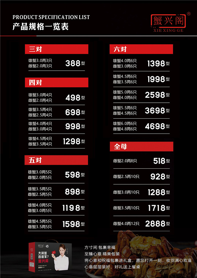 2021年阳澄湖大闸蟹价格表